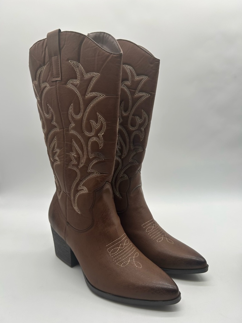 POP Barry Brown Western Tall Boots Embroidered Side Zip Cowboy Boots Women’s 9 - Picture 4 of 13